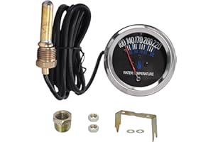 VIKKSAER Car Water Temperature Gauge, 52mm 38-104℃ Mechanical Water Temp Gauge Universal, DC 12V Mechanical Accessories Point