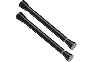 ZIPGLO Tension Rod 16 to 26 Inch Adjustable Curtain Rod No Drilling Black Tension Curtain Rod Spring Tension Curtain Rod for Bookshelf Diy Projects Kitchen Cupboard Bathroom Wardrobe 2PCS