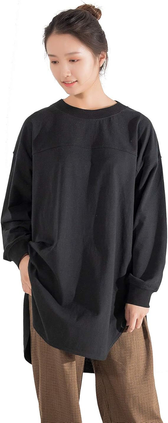 Amazon Happy Memo Tシャツ レディース 長袖 ロングtシャツ カットソー トップス 無地 ロング ロンt ゆったり チュニック ビッグtシャツ 綿 白 黒 グーリン ベージュ ピンク ボーダー M L Tシャツ カットソー 通販