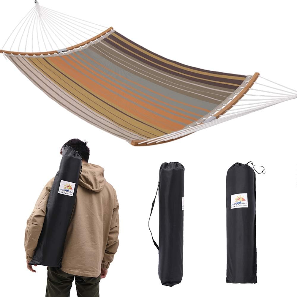 Patio Watcher 14 FT Quick Dry Hammock Folding Curved Bamboo Spreader Bar Portable Hammock for Camping Outdoor Patio Yard, Water Resistance and UV Resistance : Garden & Outdoor