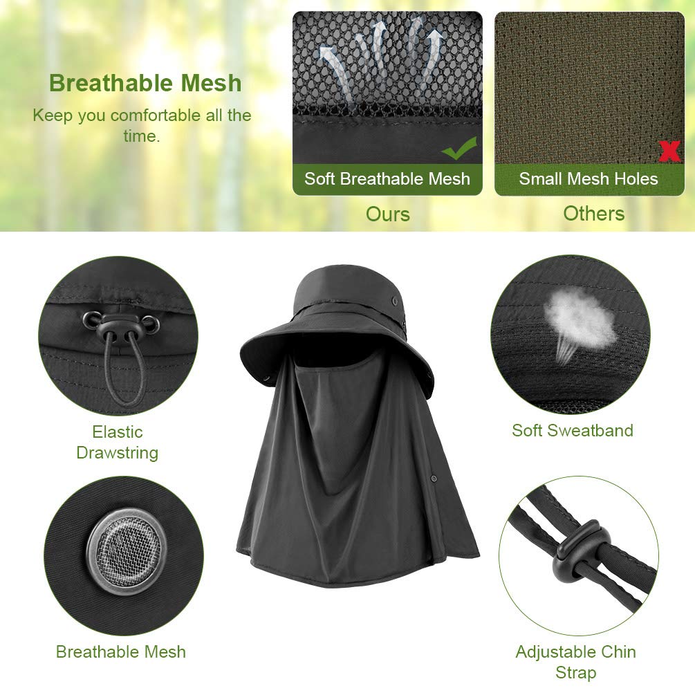 VBIGER Cappello da Pescatore Cappello per Il Sole (Grigio Scuro)