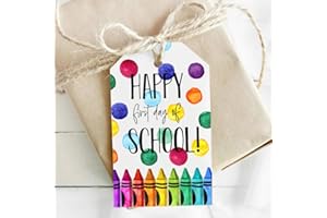 SEBMNOO Happy First Day of School Gift Tags for Students Teachers Gįfts, Back to School Gįfts Decorations for Kids, Party Favors Supplies Gįft Tag Stickers, Gįft Labels for Kindergarten Preschool Elementary