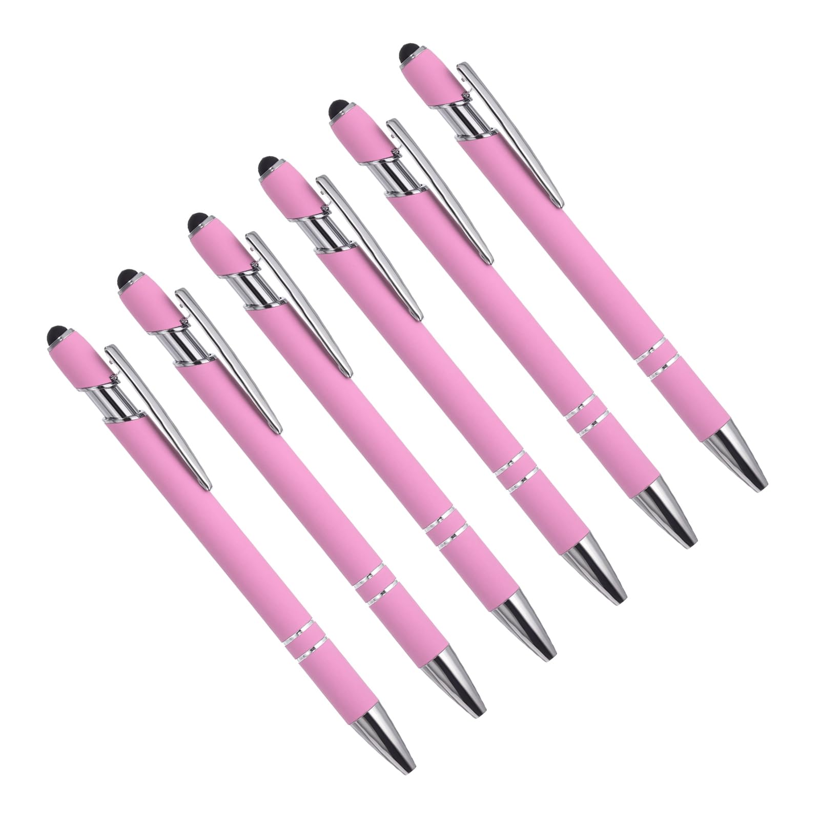 YOKIVE 6 Pcs Ballpoint Pen with Stylus Tip, 2 in 1 Black Ink Metal Shell 1.0mm Smooth Pen Tip Style 1, Great for Touch Screens, Office, Studios, Home, Writing, Drawing (Light Purple)