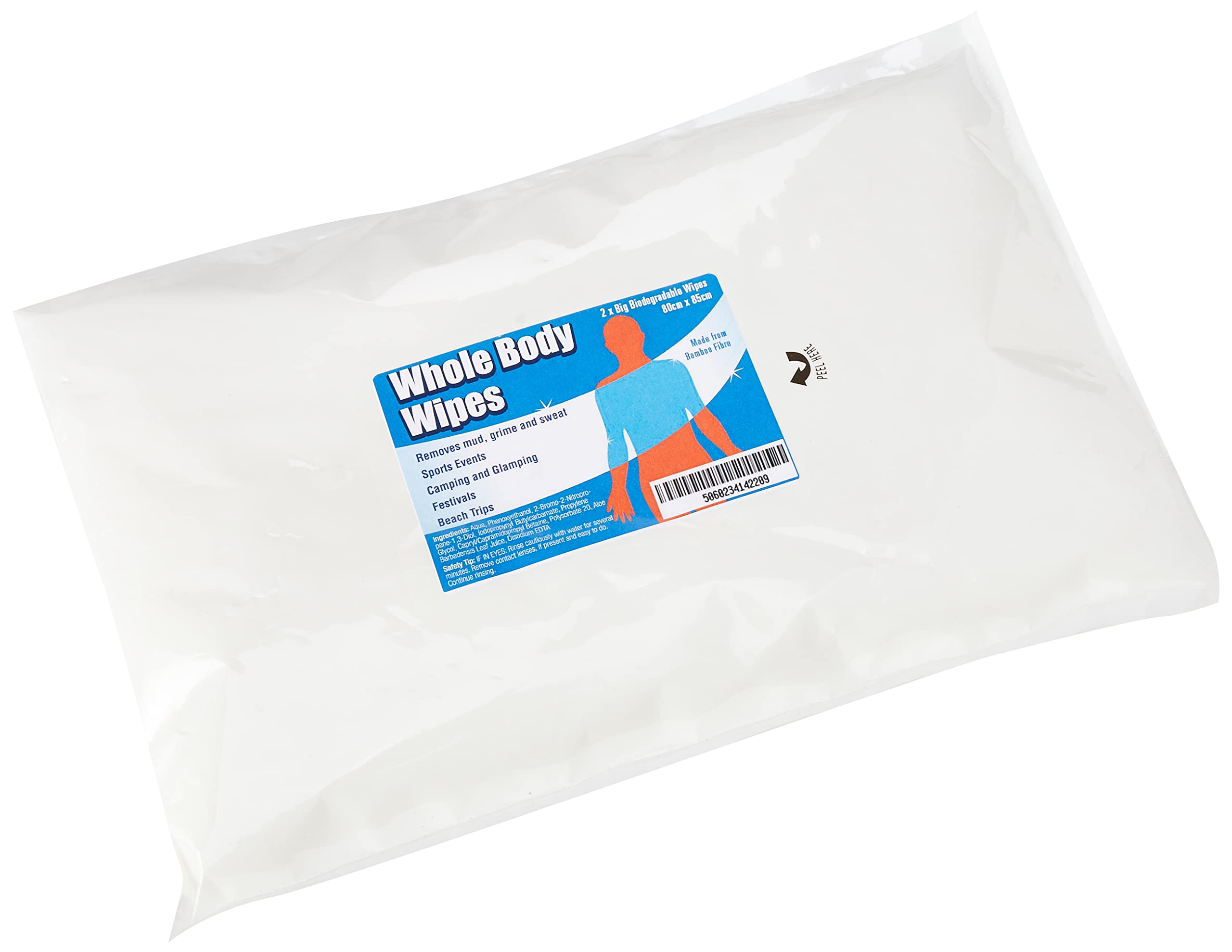 Whole Body Wipes – XL wipes for adults No shower – large & fresh – ideal for festivals, tough mudder, camping, travel (2pk)