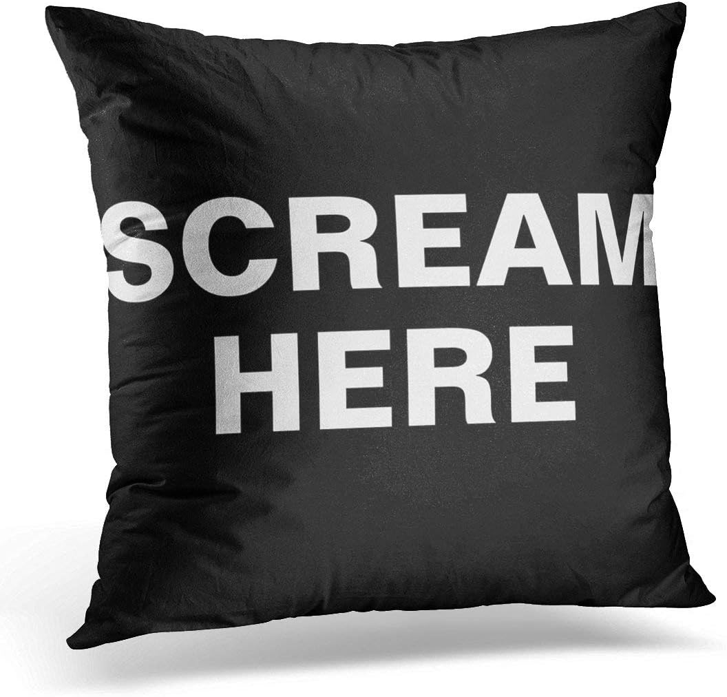 Hangdachang Throw Pillow Cover Black Stress Scream Here Black Relief Decorative Pillow Case Home