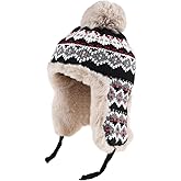 PURFUN Women Faux Fur Trapper Hat Winter Thick Thermal Knit Beanie Full Hood Cap Hunting Cycling Ski Caps Ushanka Russian Hat