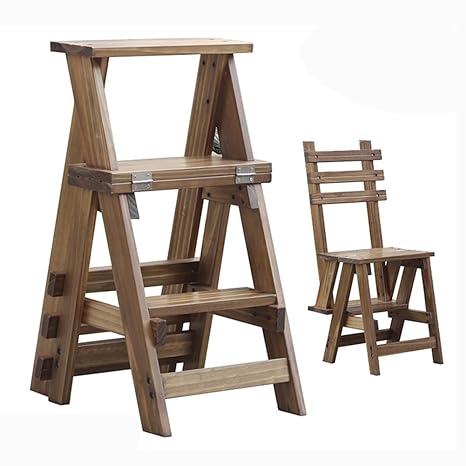 3 Step Folding Step Stool Wooden Ladder Home Indoor Staircase