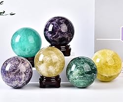 MOGEMT Large Green Fluorite Crystal Ball with Stand