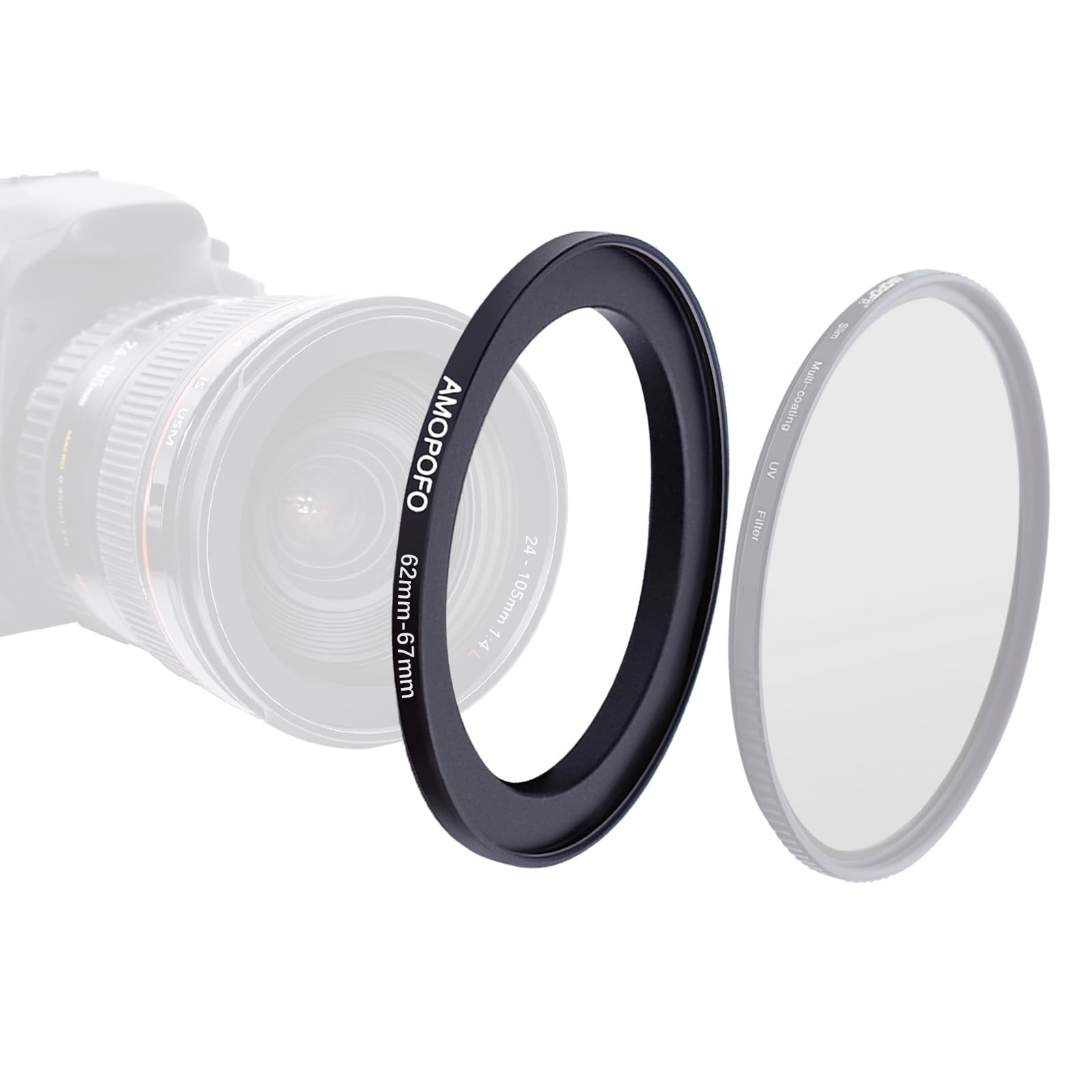 62mm to 67mm Step Up Ring For Filters,62mm-67mm Camera Filter Ring,Made Of CNC Machined space aluminum With Matte Black Electroplated Finish.for 67mm UV,ND,CPL Camera Filter accessories — image 1