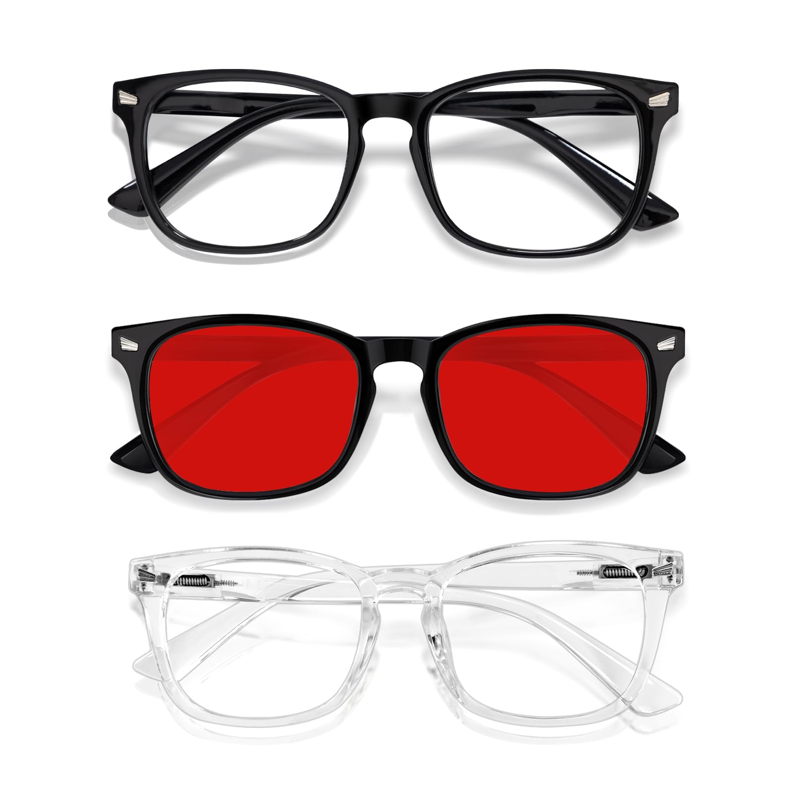 CHEERS DEVICES Blue Light Glasses for Kids Boys Girls Teens - 3 Pack Computer Glasses with Unbreakable Frame and Anti-Glare - blue light glasses for teen girls (Age 11-18) Image