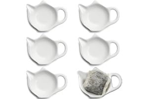 forkmannie Tea Bag Holder for Used Tea Bag Teapot Shaped Tea Bag Coasters Tea Bag Saucers Set of 6- Keep Your Tea Time Tidy and Organized, White