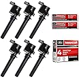 MAS Set of 6 Ignition Coil DG500 & 6 Motorcraft Platinum Spark Plugs AGSF32PM SP493 Compatible with Ford Mzda Tribute Mercury 3.0 V6 DG513 C1458 FD502 C1387 FD495