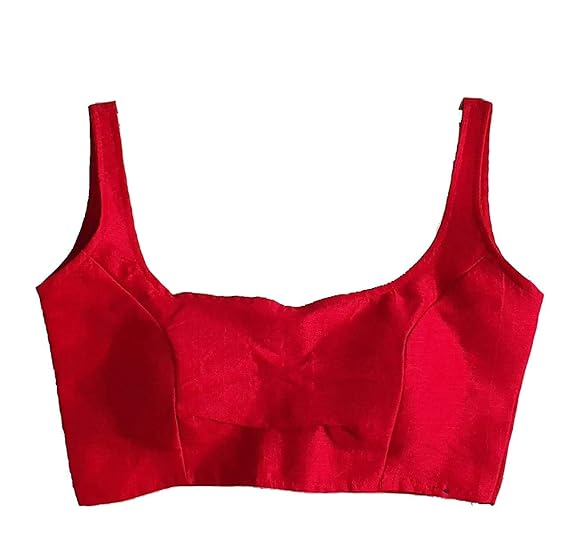 Women's Red Colour Sleeveless Readymade Saree Blouse (38 Size+4 inch)