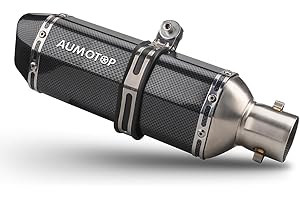 Aumotop 1.5-2in Inlet Motorcycle Exhaust Muffler Pipes Slip on Silencer Carbon Fiber Style Tail Tube High Temperature Resistant for Motorcycle ATV Dirt Bike (Carbon Fiber)