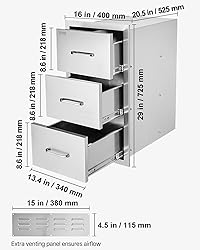 VEVOR Outdoor Kitchen Drawers 16" W x 28.5" H x