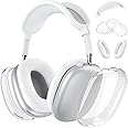 Silicone Case Cover for AirPods Max Headphones, Clear Soft TPU Ear Cups Cover/Ear Pad Case Cover/Headband Cover for AirPods Max (2024/2020),Transparent Accessories for Apple AirPods Max (USB-C), White