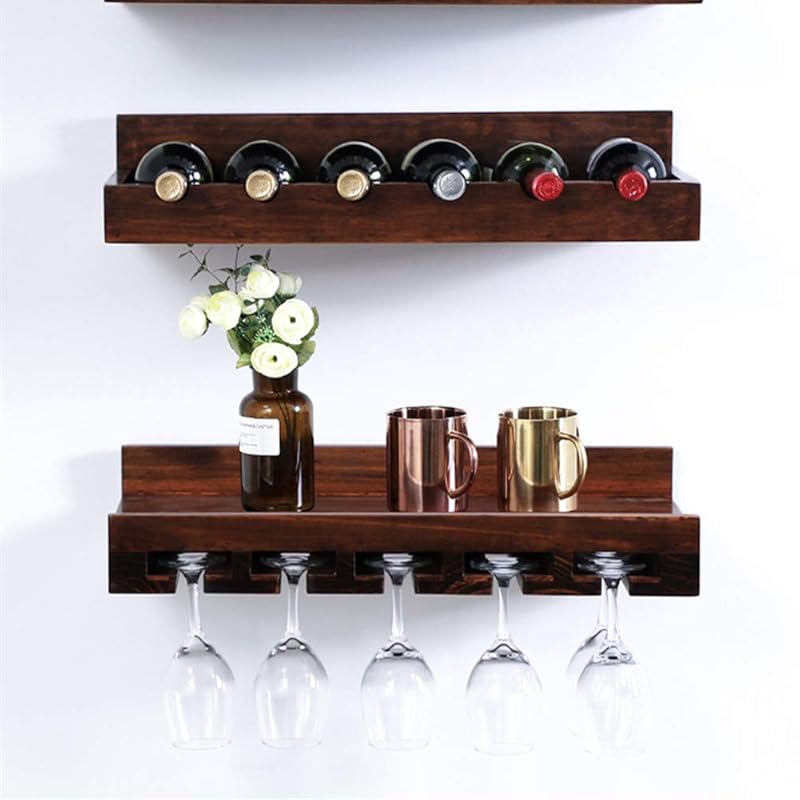 Retro Floating Wine Shelf Wine Glass Rack Wall Mounted Wine Free Nude