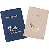Snogisa Mr and mrs passport covers and luggage tags gift set,Slim Waterproof Passport Case,couple passport holder for honeymoon