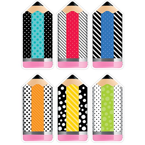 Creative Teaching Press Bold & Bright Striped & Spotted Pencils Cut Outs 6" (3283)