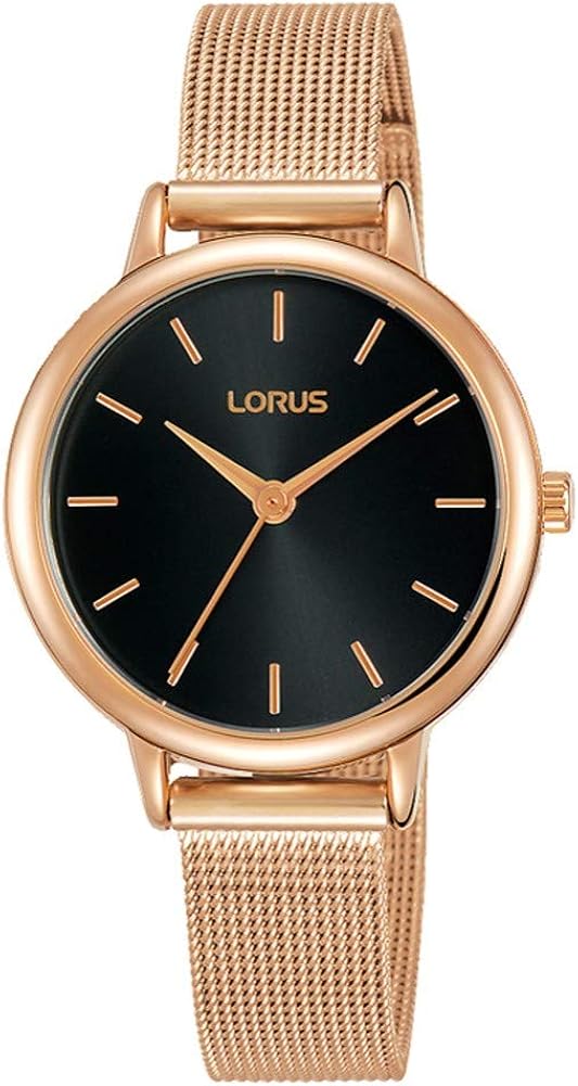 LORUS QUARTZ LADIES ROSE GOLD BLACK DIAL MESH BRACELET WATCH Amazon