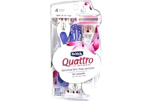 SCHICK HYDRO SILK Schick Quattro for Women Disposable Sensitive Skin, 3 Count (Pack of 1)