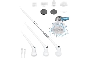 Electric Spin Scrubber, WKY Cordless Power Shower Scrubber, 6 Brushes Heads for Cleaning Shower Bathroom Bathtub Tile Tub Floor, 2 Speeds, Adjustable Extension Arm Bathroom Cleaning Tools