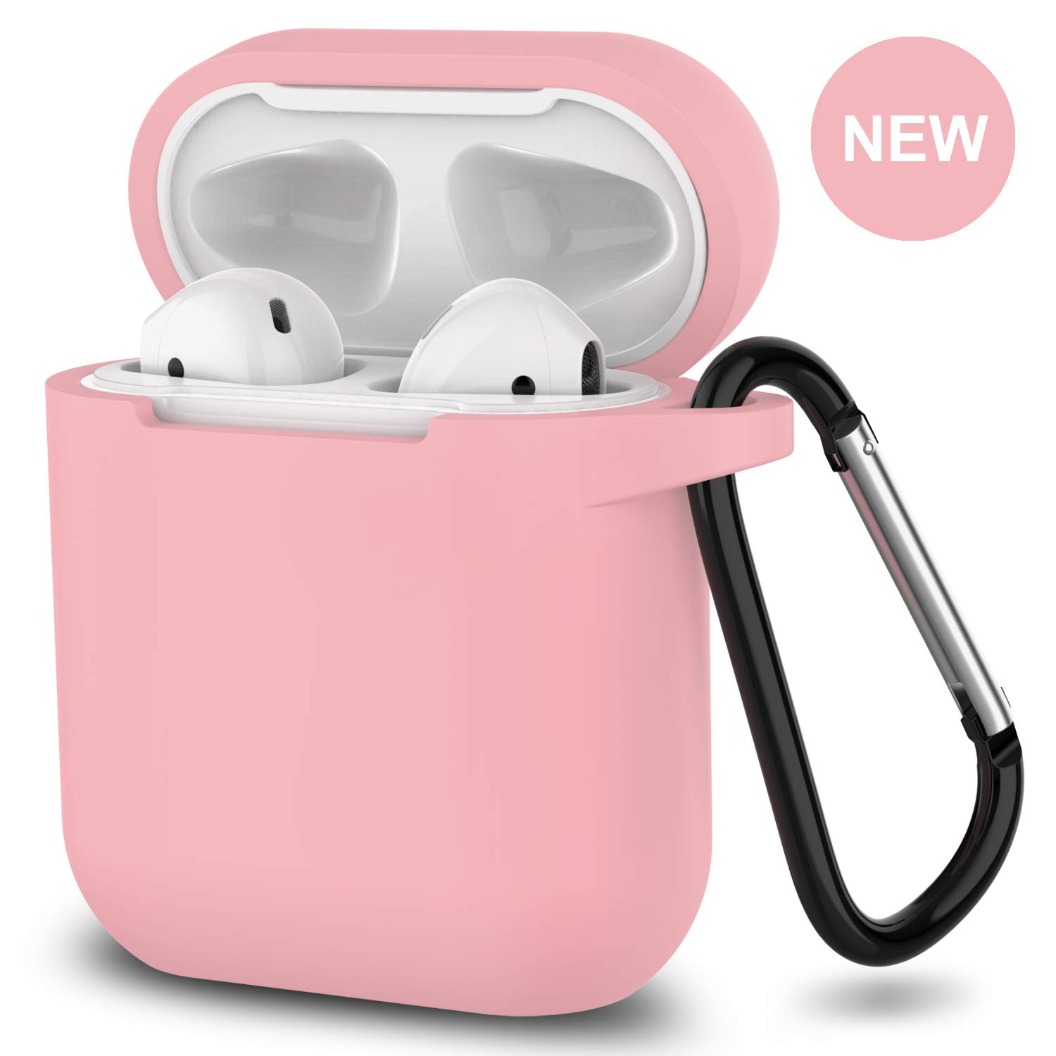 AirPods Case,SATLITOG Protective Silicone Cover Compatible with Apple AirPods 2 and 1(Not for Wireless Charging Case)(Pink)