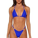 MIKETAI Sexy Bikinis for Women 2 Piece Bikini Spaghetti Strap Swimsuits Solid Color Bathing Swimwear Triangle Bathing Suit