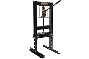 BOUPOWER 6 Ton Hydraulic Press, H-Frame Garage Floor Adjustable Shop Press with Stamping Plates to Bend, Straighten, Or Press Parts, Install Bearings & U-Joints