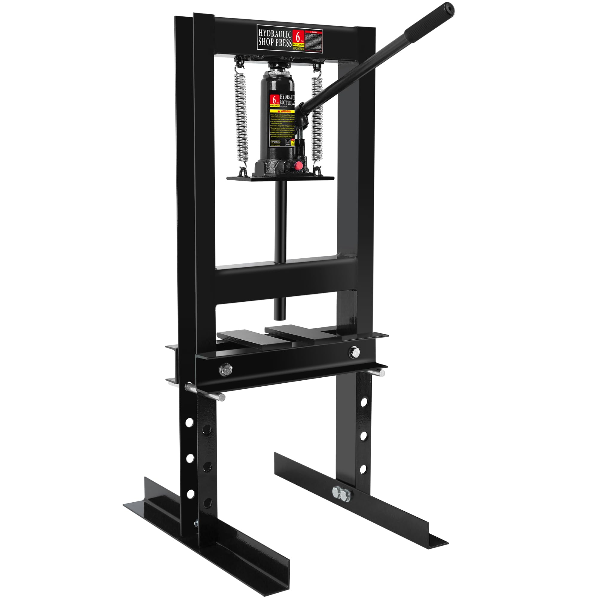 Photo 1 of 6 Ton Shop Press, H-Frame Garage Floor Adjustable Hydraulic Shop Press with Stamping Plates to Bend, Straighten, Or Press Parts, Install Bearings & U-Joints