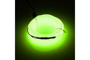 JIGUOOR EL Wire Battery Pack 16.4ft / 5m Bright Neon Light Strip 360° Illumination Neon Tube Rope Lights for DIY, Festival, Party Decoration, Pub, Halloween, Chrismas (16.4ft / 5m, Fluorescent Green)