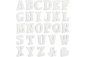 3 Inch 56 Pieces White Wood Letters Table Standing Alphabet Letters for Crafts Wedding Party Home Decor