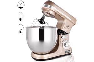 MURENKING Professional Stand Mixer, 6-Qt with Timer, MK37 500W 6-Speed Tilt-Head Food Electric Mixer Kitchen Machine,Plastic 