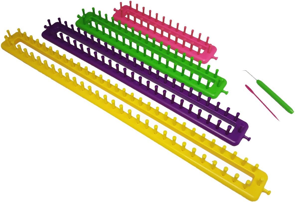 Quilted Bear Straight Quick Knit Knitting Loom Set- Create Scarves, Hats, Shawls & Much More