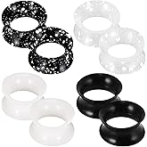 Longbeauty 8PCS Silicone Ear Gauges Flexible Ear Tunnels Plugs Stretchers Double Flared Flesh Ear Piercing Jewelry for Women Men