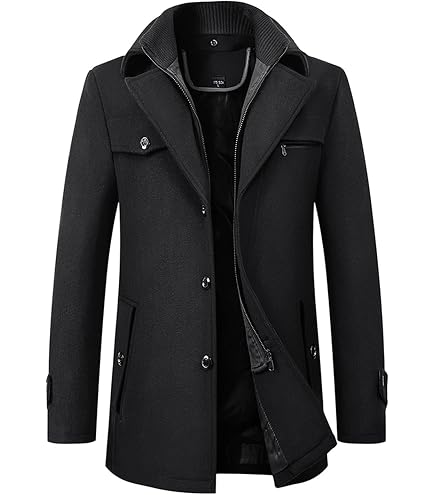 chouyatou Men's Gentle Layered Collar Single Breasted Quilted