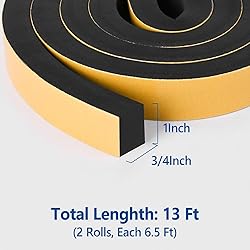 Self Adhesive Foam Tape Weatherstrip 1in x 3/4in x