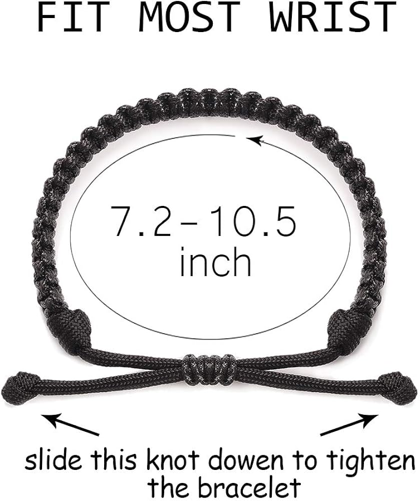 Jeka Handmade Friendship Bracelets Paracord Rope Surfer Braided Woven Bracelets Adjustable Distance Surfer Bracelets for Men Boys Wristbands Gift Black: Clothing