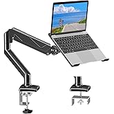 MOUNTUP Laptop Stand for Desk, Adjustable Aluminum Laptops Arm Mount for 14-17 Inch Notebook & 32" Monitor, Laptops Arm for Desk Support for 2.2-19.8lbs, 2-in-1 Laptop Desk Mount with Clamp/Grommet