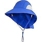 Connectyle Kids Large Brim UV Protection Sun Hat with Neck Flap Mesh Fishing Cap