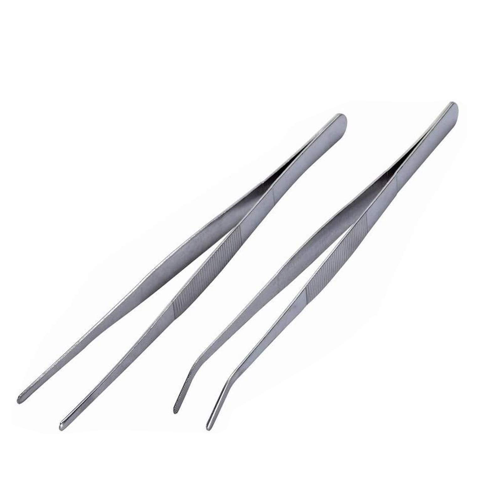 BinaryABC Stainless Steel Straight and Curved Nippers Tweezers Feeding Tongs for Reptile Snakes Lizards Spider(Silver) 2pcs
