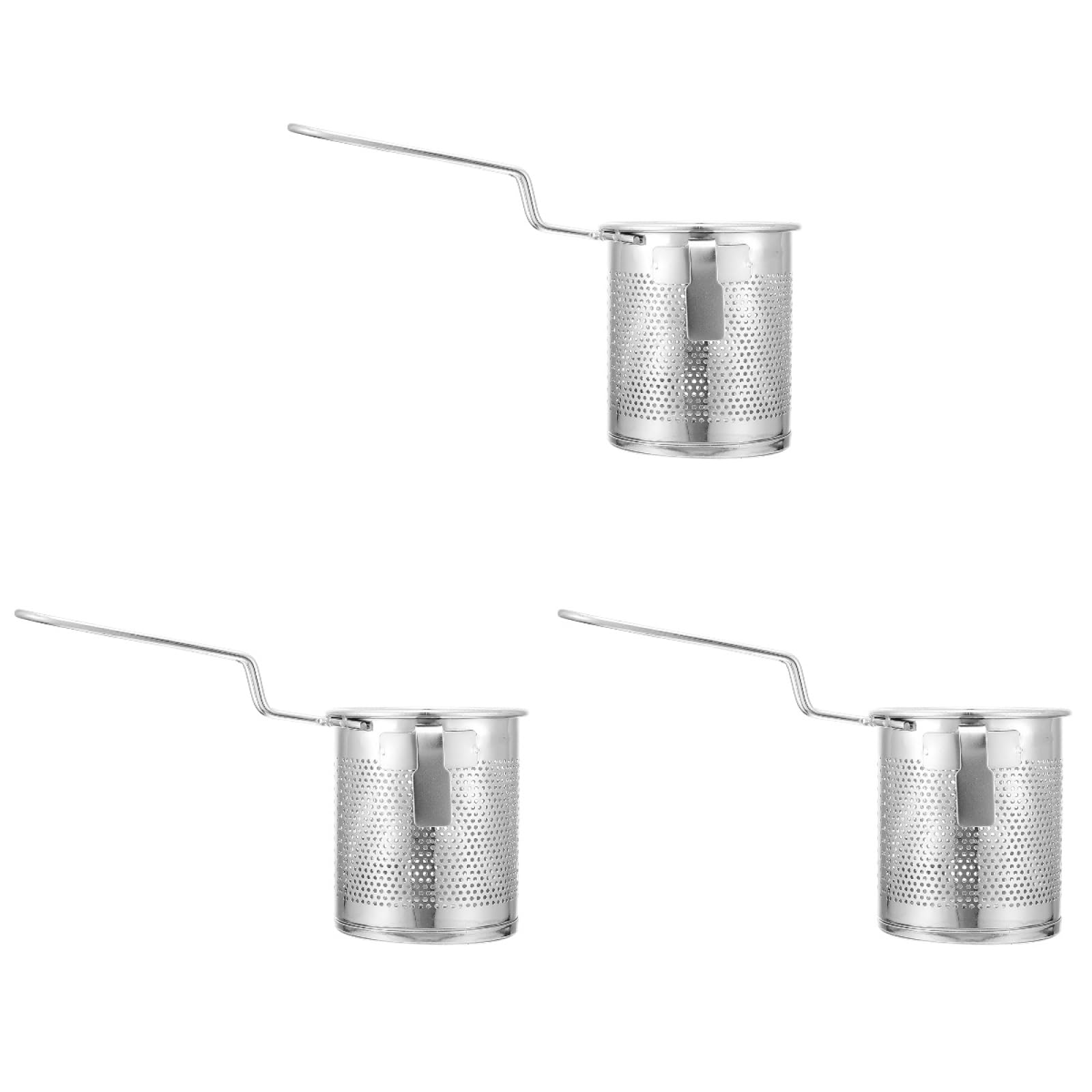 ULTECHNOVO 3pcs Mesh Pasta Basket with Handle Stainless Steel Mesh Spider Strainer for Pasta, Noodles, Dumpling Hot Pot Side Colander Strainer Basket