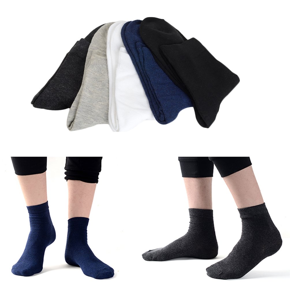 ENJOYNIGHT Men's 5 Pack crew Socks Comfort Quarter Socks (5 Pack_5 Colors)