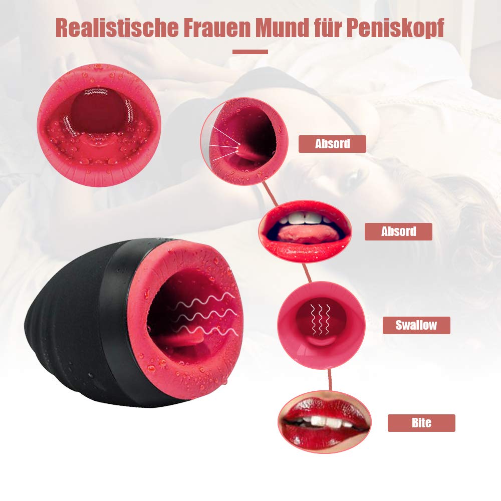 Dulexo Masturbador Multifuncional 3-en-1, vibrador para sexo oral con canal ejercitador de glande, función de calentamiento 6 modos juguete sexual para masturbación masculina