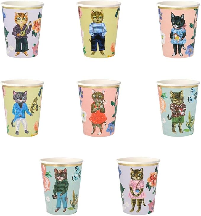 Amazon Com Meri Meri Nathalie Lete Flora Cat Party Cups In 8 Charming Designs Toys Games