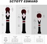 Scott Edward Knitted Golf Head Covers Set 3pcs Driver Fairway Hybrid Black view 5