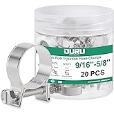 OURU 20PCS 3/8" Fuel Line Clamp 304 Stainless Steel,Adjustable 9/16"-5/8" Dia (14-16mm) Mini Fuel Injection Gas Line Hose Cla
