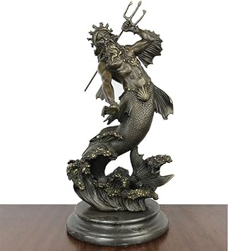 Amazon Co Jp 古代ギリシャの神の像 ポセイドンネプチューンポセイドン彫刻像銅工芸品本棚の装飾 スポーツ アウトドア