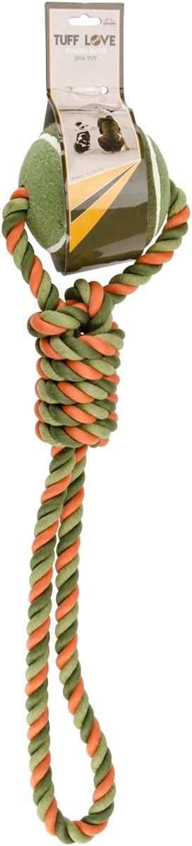 Nandog Tuff Love Tennis & Rope Dog Toy-Neon Orange/Green
