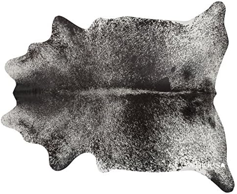 ecowhides Black Salt and Pepper Brazilian Cowhide Area Rug, Cowskin Leather Hide for Home Living Room (XXL) 8 x 7 ft